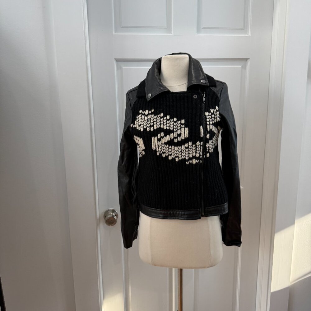 Ett:twa by Anthropologie Vegan Leather Moto Jacket Size XS - Picture 7 of 9